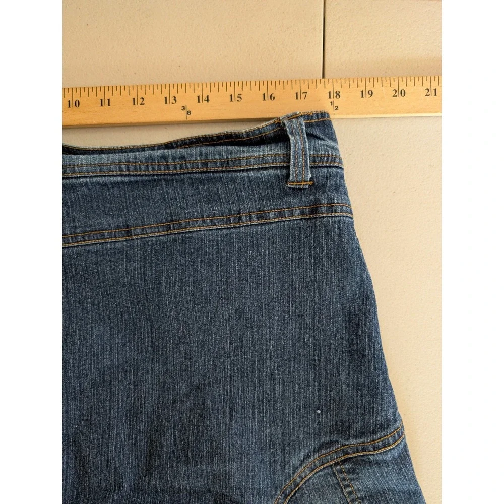 Goddess Jeans Size 18 Denim Midi Skirt Blue Frayed Hem Y2K Paneled Mermaid VTG - Picture 5 of 13
